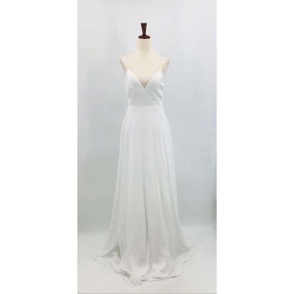 LULU'S SZ L Romantic Ways White Lace Button Back Bridal Maxi Dress NEW B131 - Picture 9 of 11